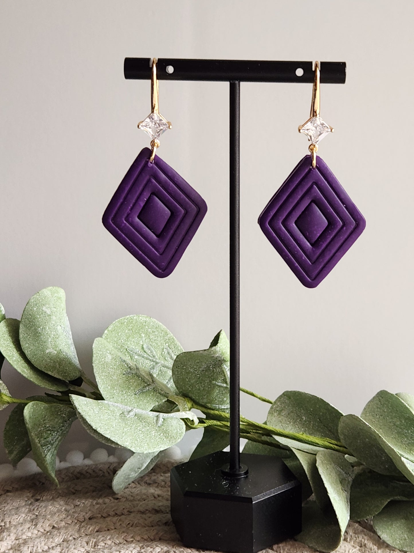 Purple Diamond Dangles