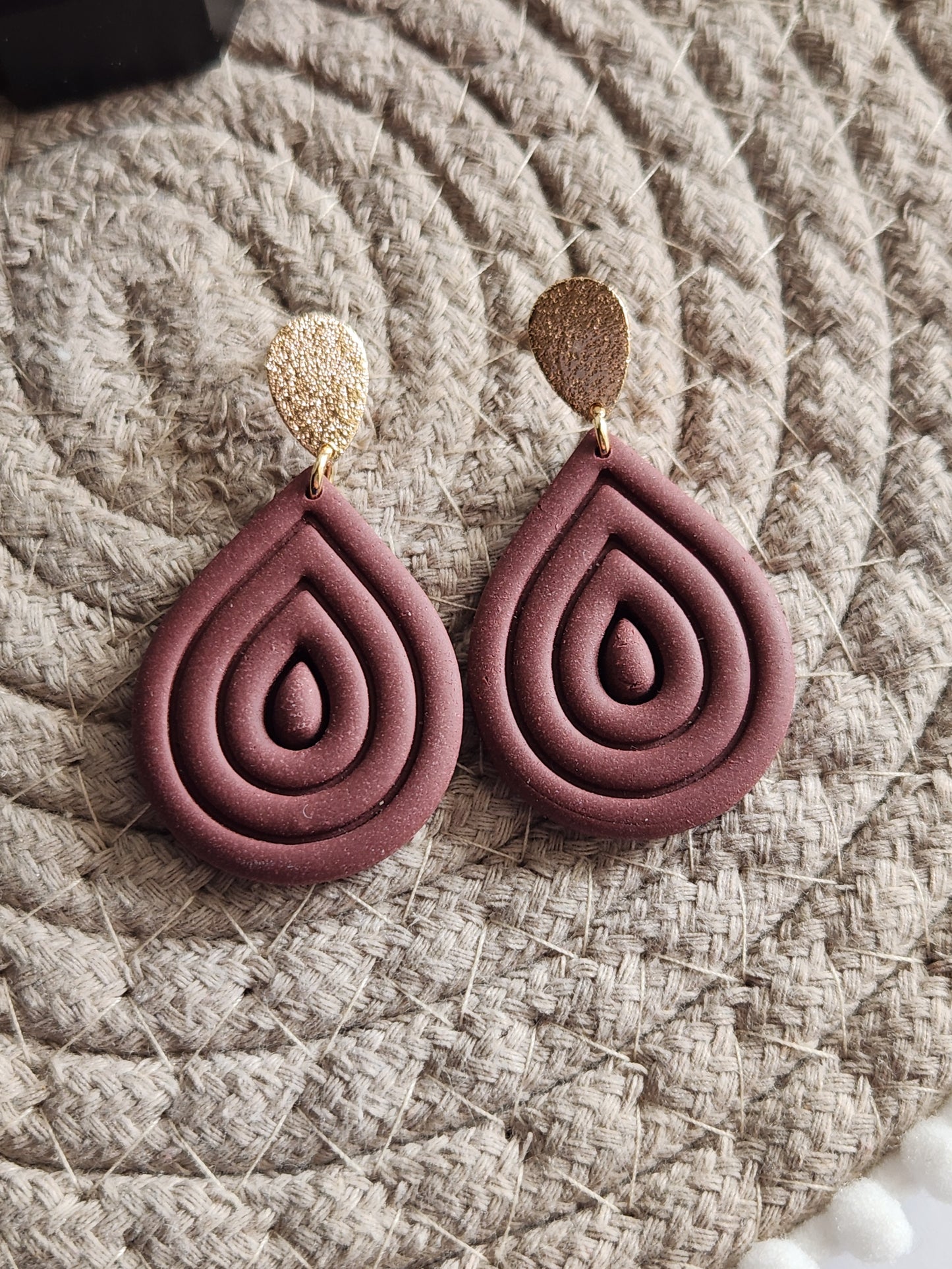 Burgundy Teardrop Dangles