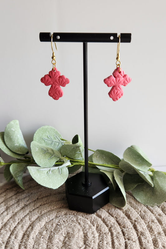 Pink Cross Dangles