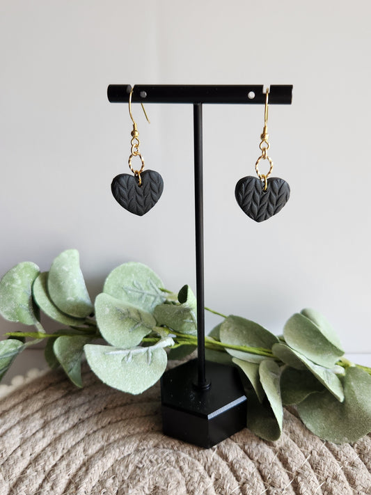 Black Single Heart Dangles