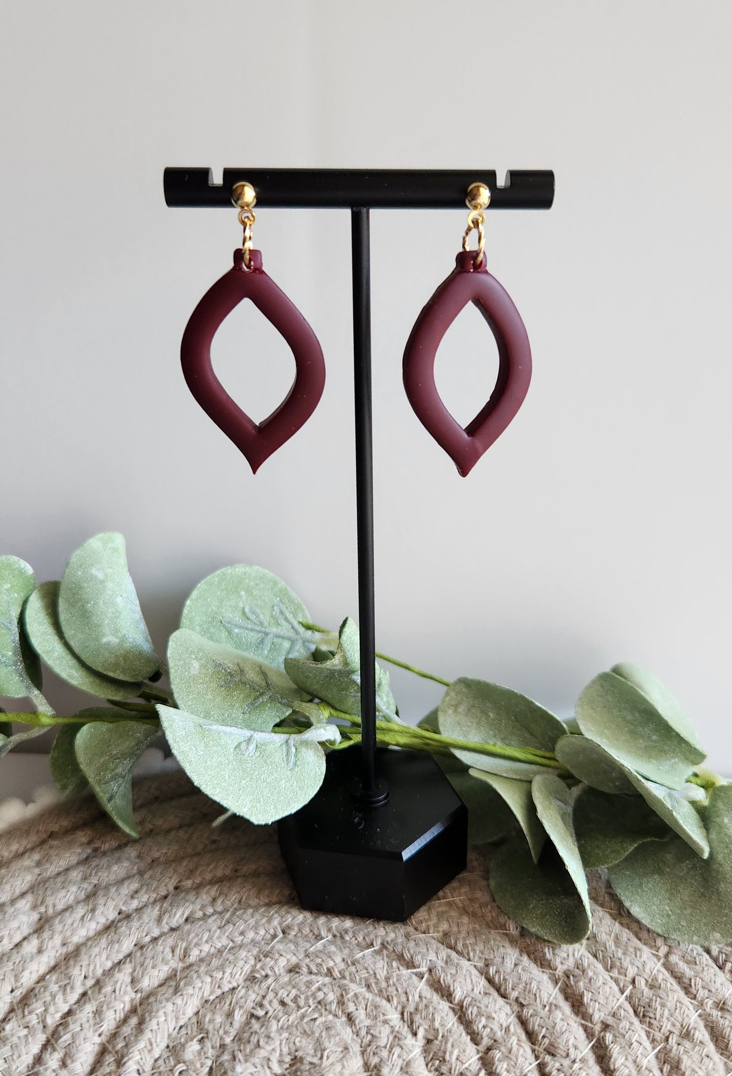 Burgundy Oval Dangles