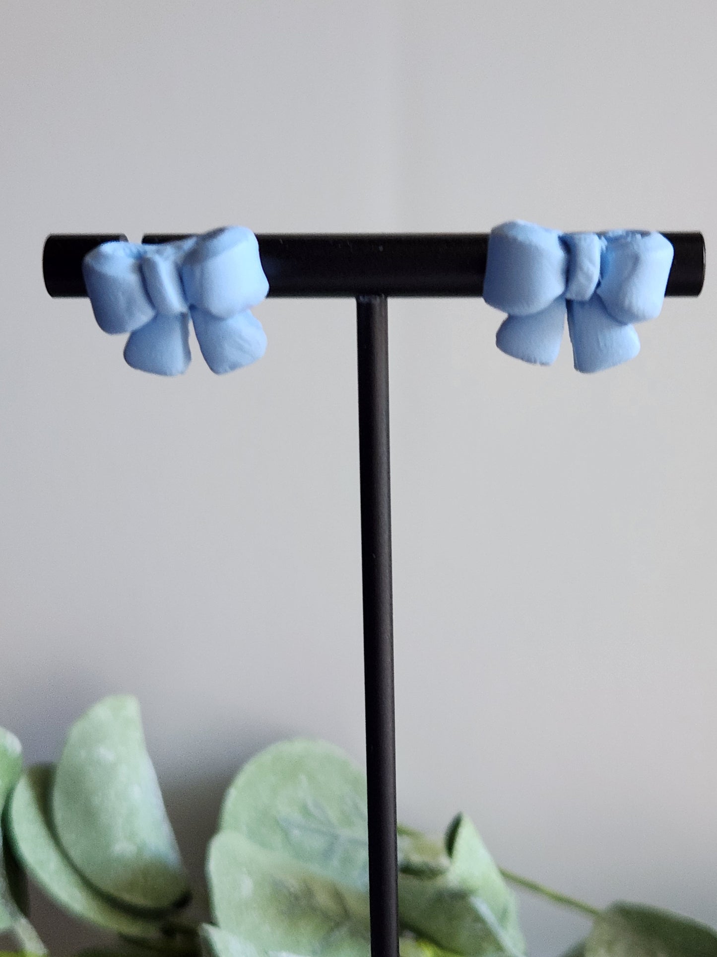 Blue Bow Studs