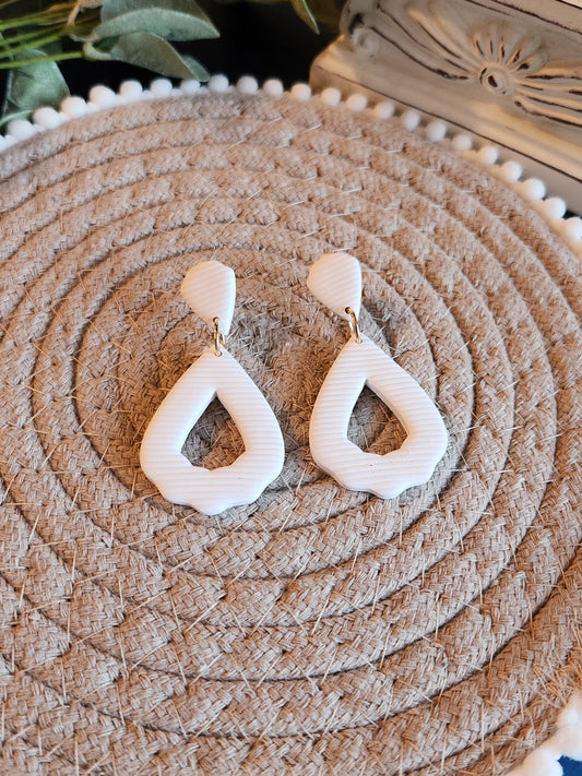 White Striped Teardrop Dangle