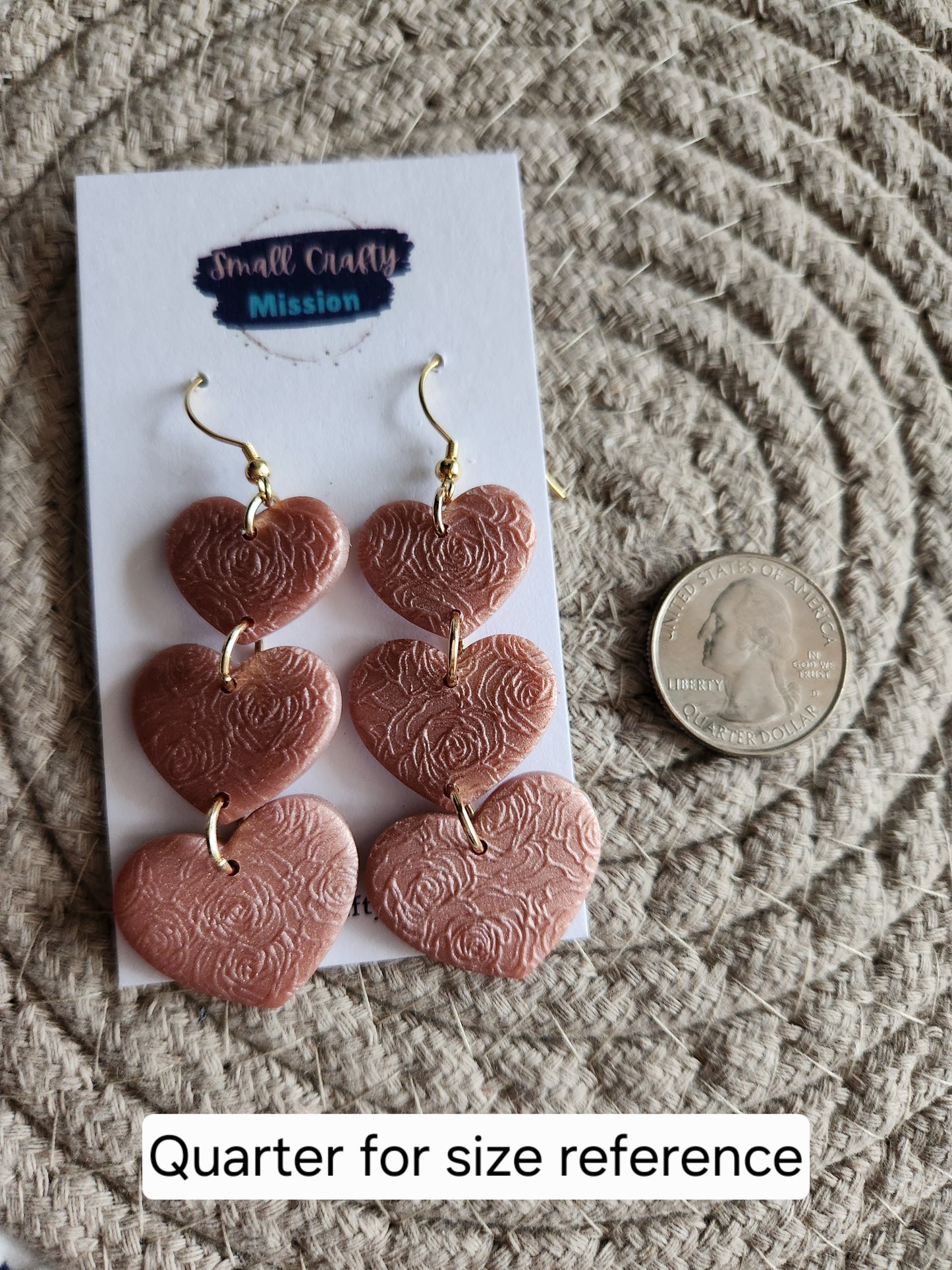 Pink Rose Heart Dangles