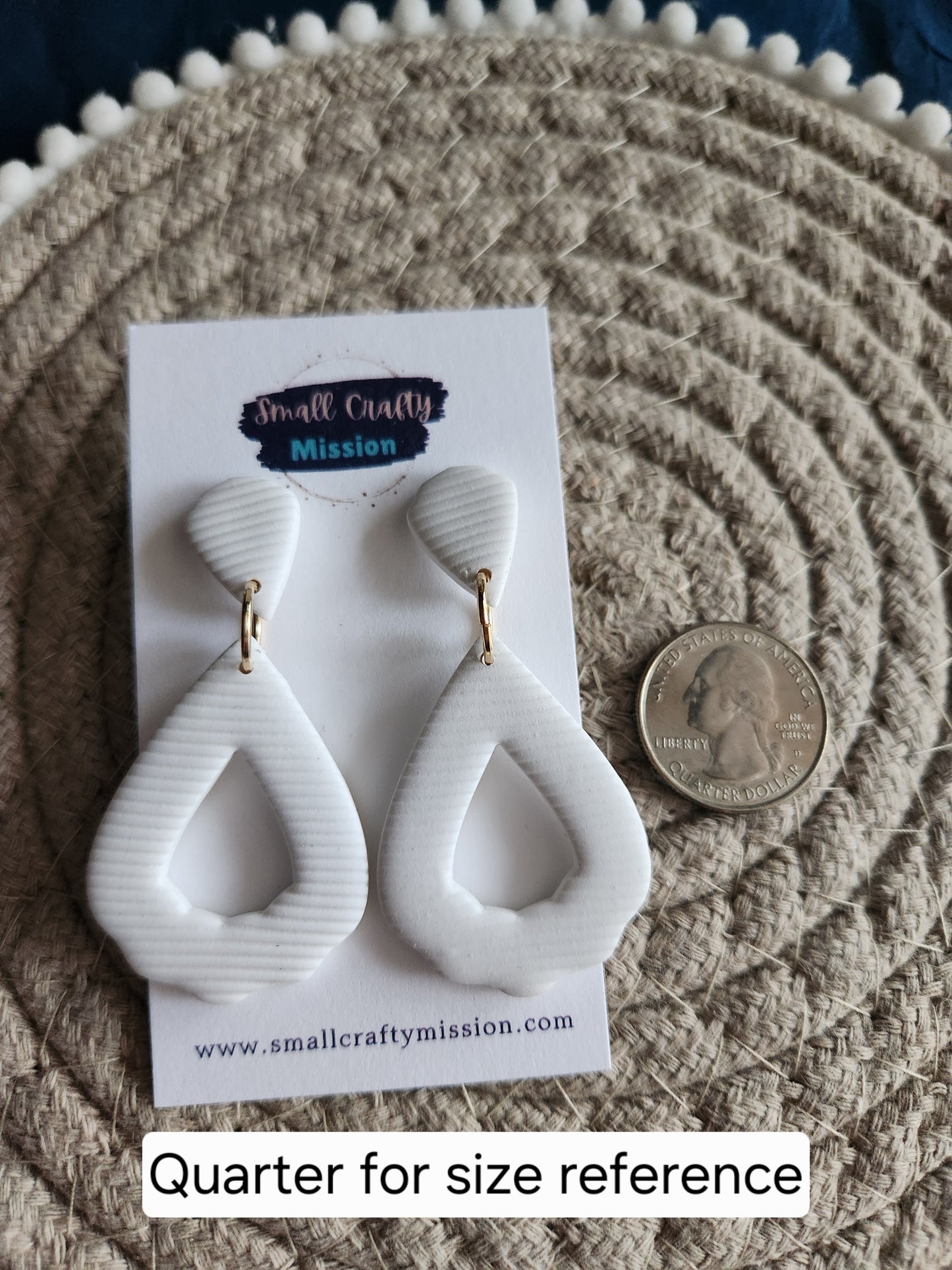 White Striped Teardrop Dangle