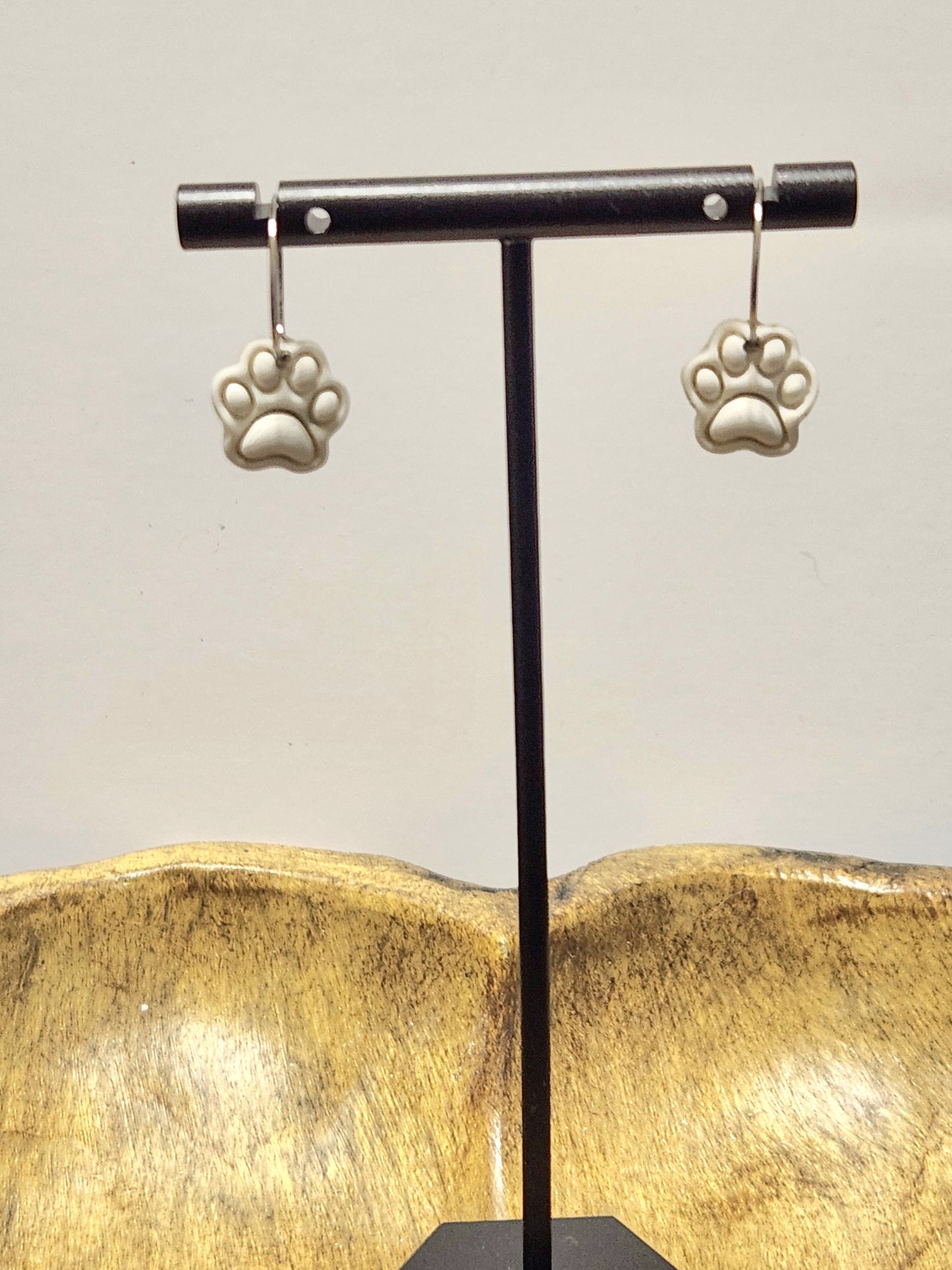 White Paw Print Hoops
