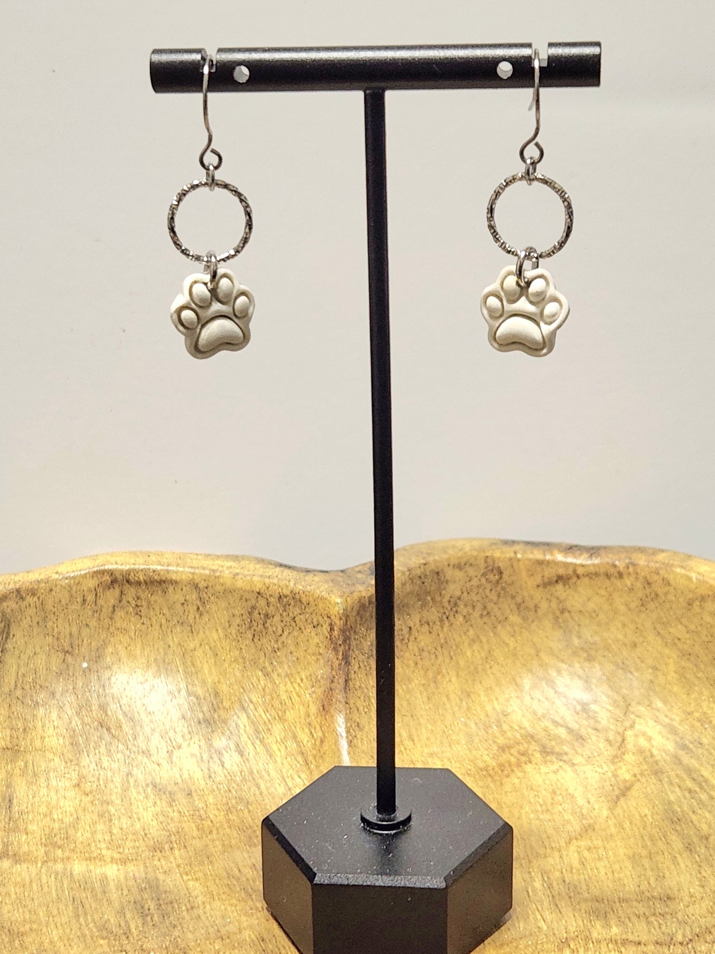 White Paw Print Dangles