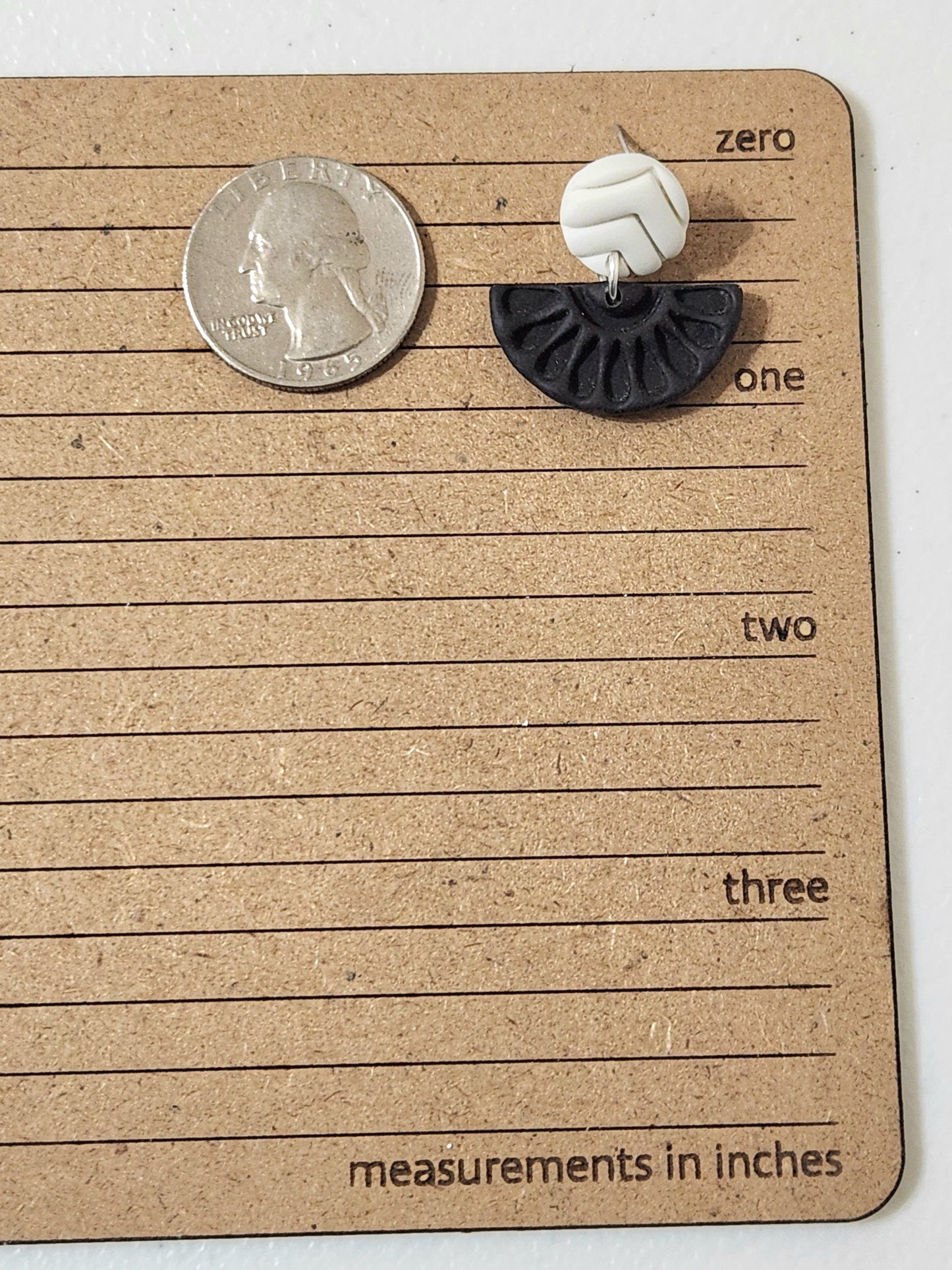White Chevron Black Semi Circle Dangles