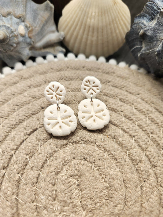 White Double Sand Dollar Dangles