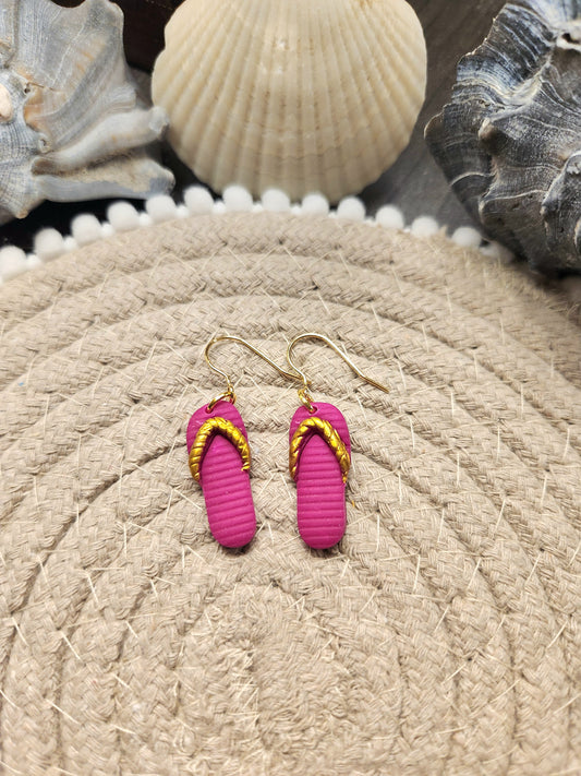 Pink and Gold Flip Flop Dangles