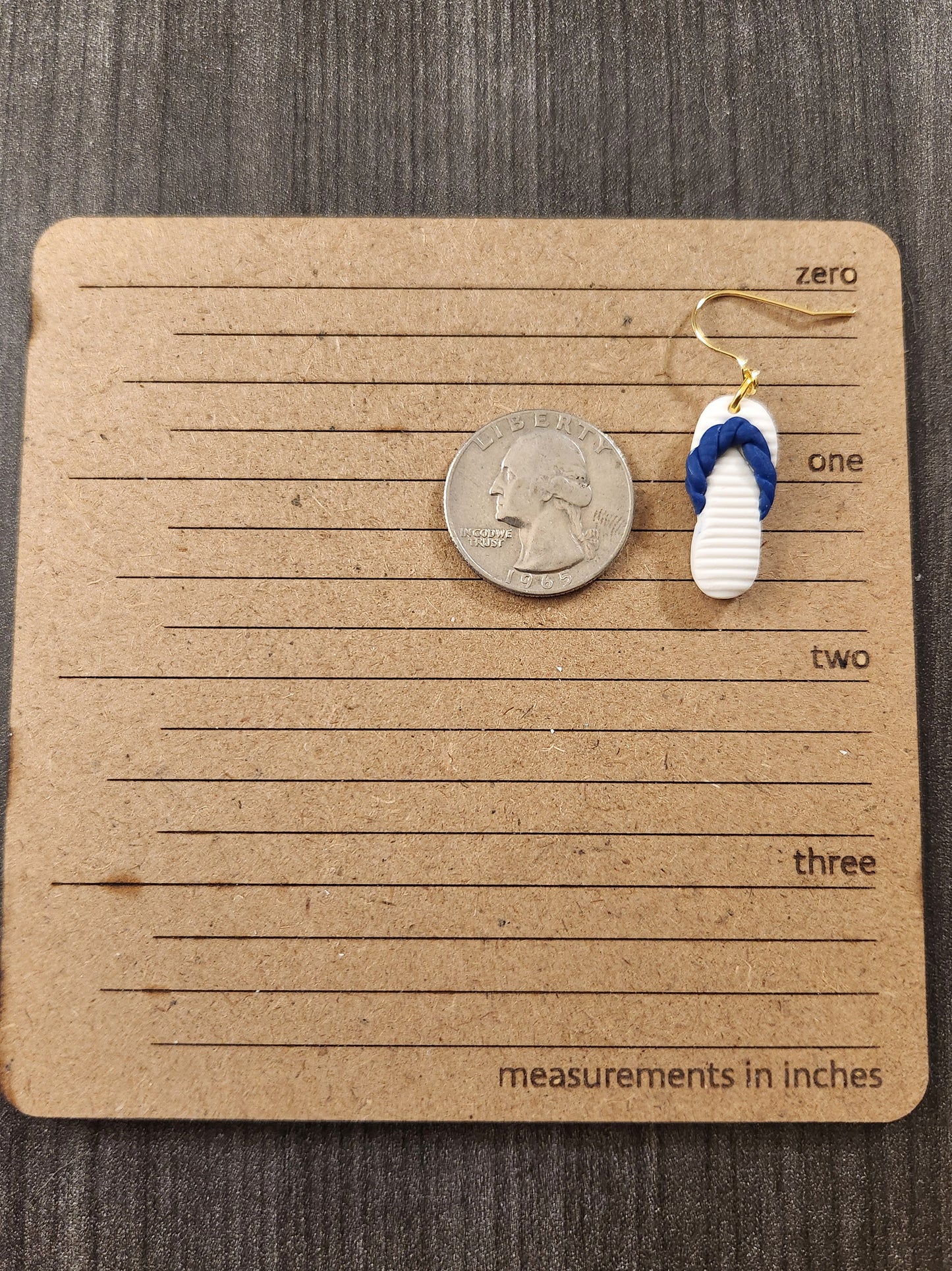 White and Navy Flip Flop Dangles