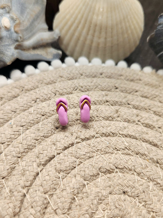 Pink and Gold Flip Flop Studs
