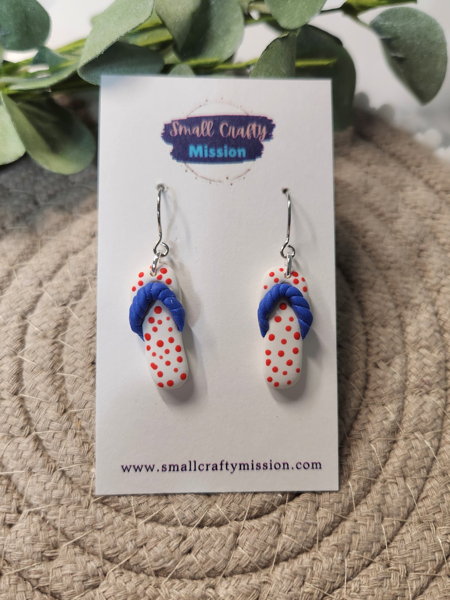 Red White Blue Flip Flop Dangle Earrings