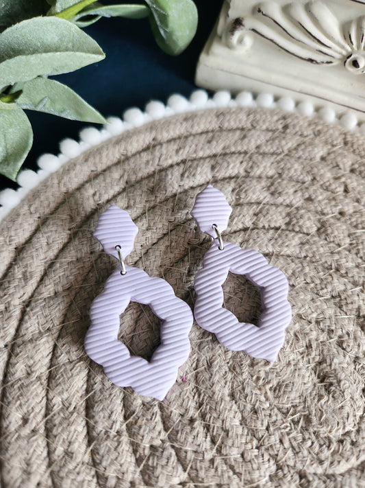 Lavender Striped Scallop Dangles