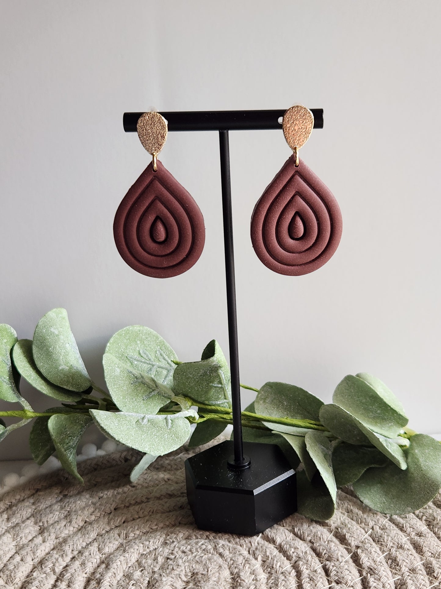 Burgundy Teardrop Dangles