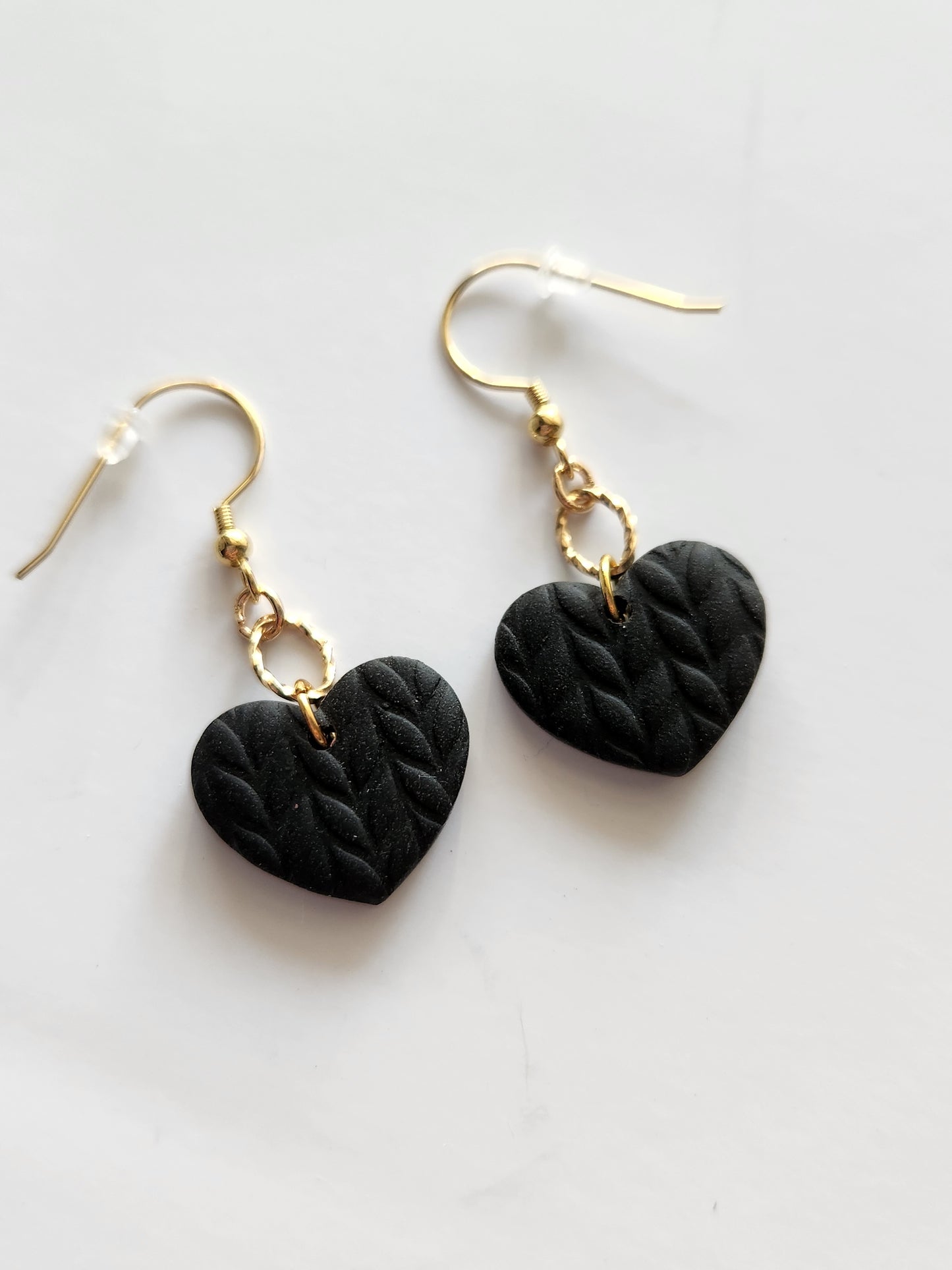 Black Single Heart Dangles