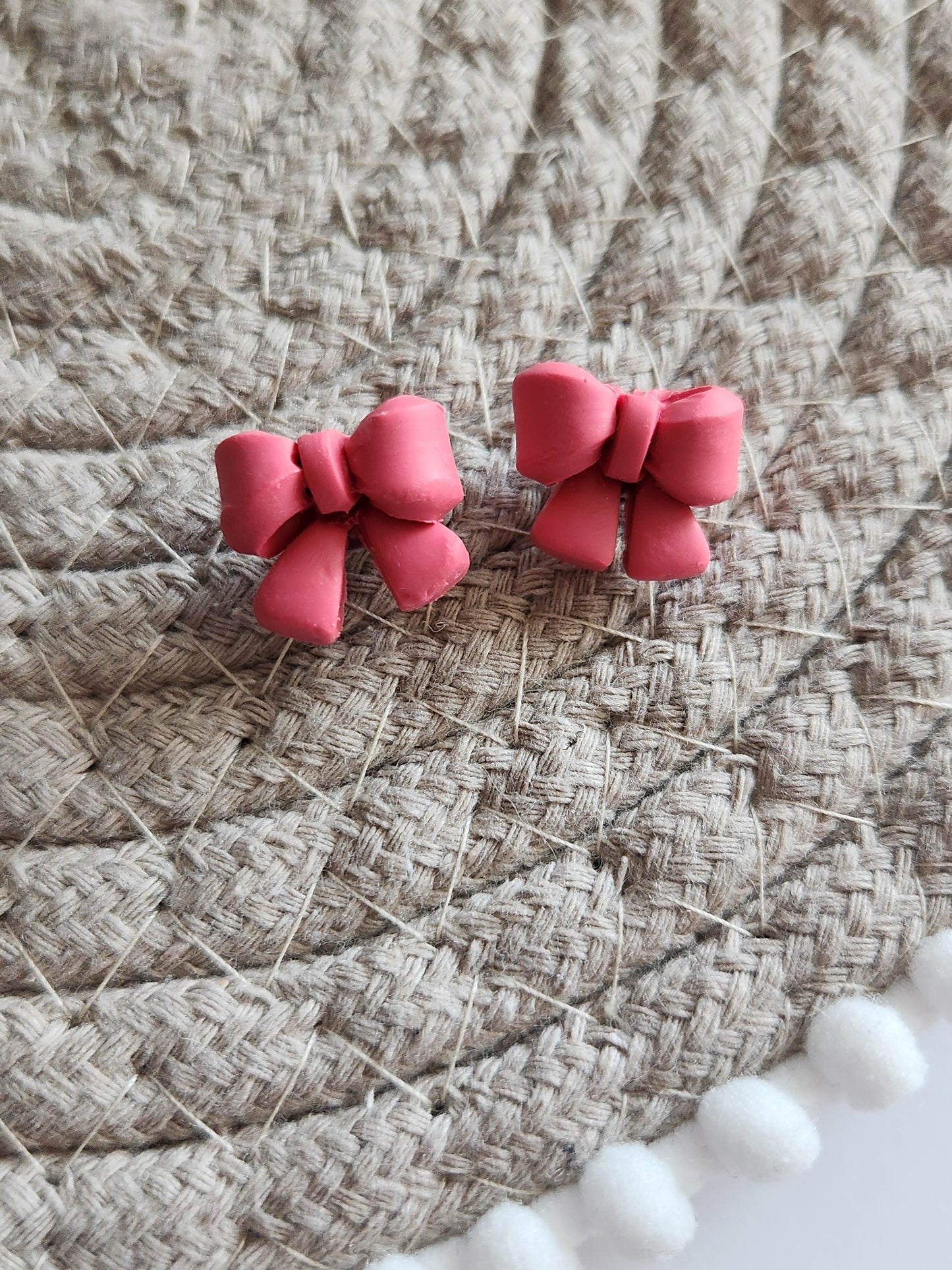 Pink Bow Studs