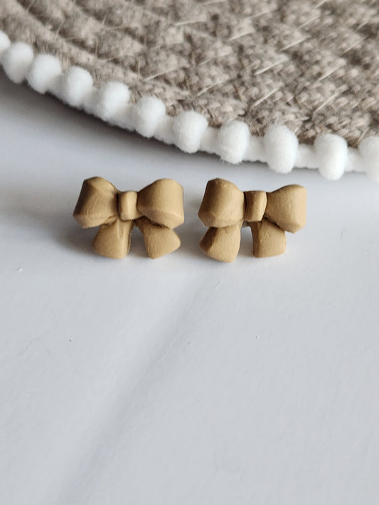 Tan Bow Studs