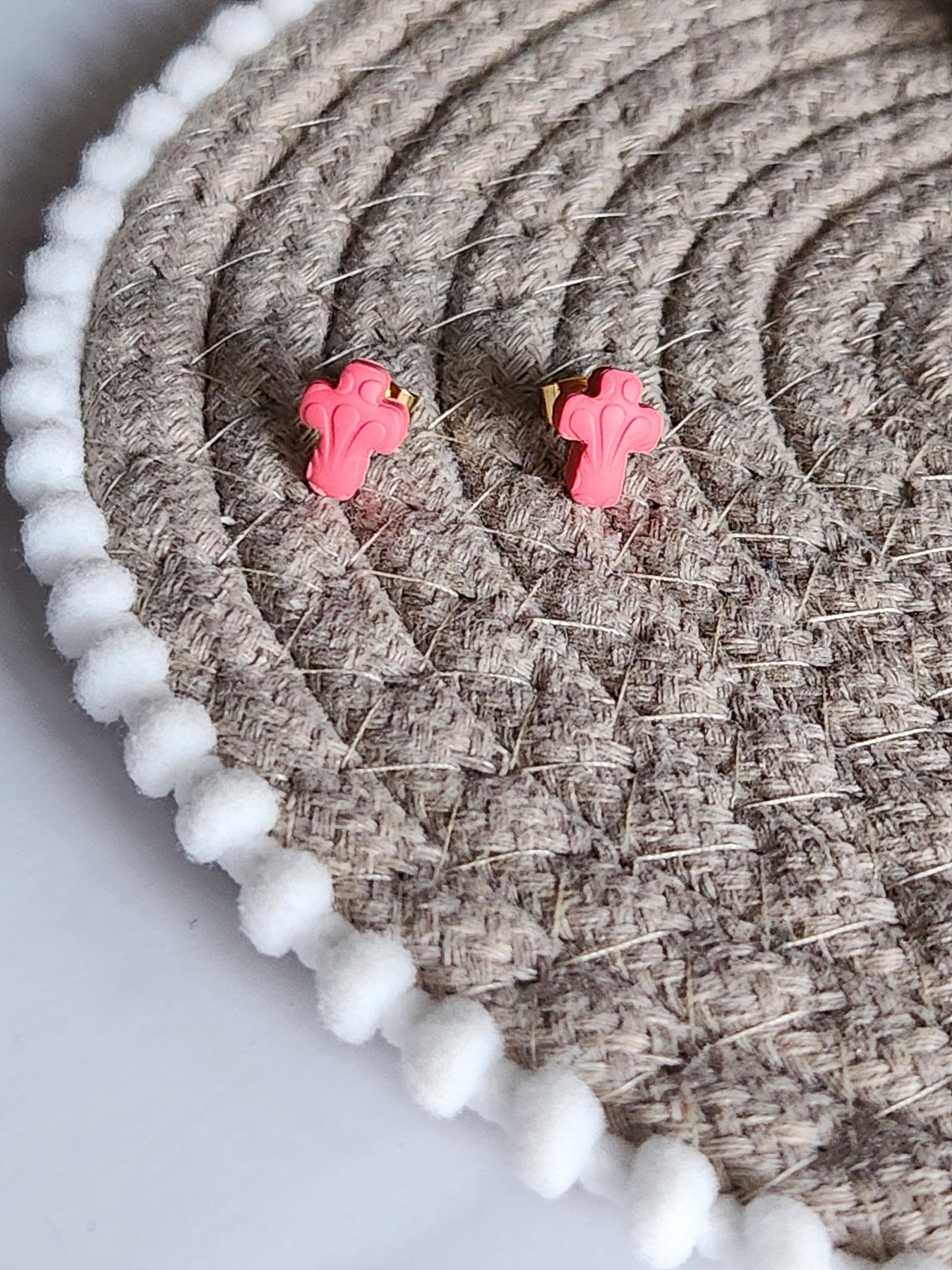 Pink Cross Studs