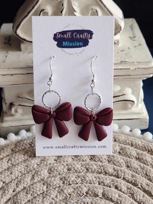 Burgundy Bow Dangles