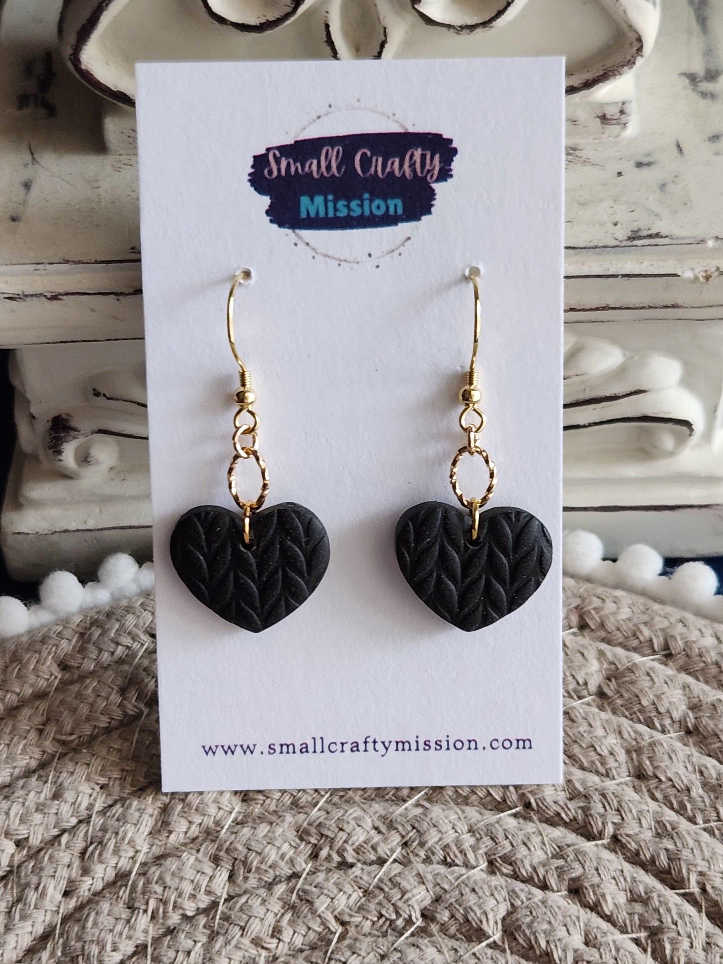 Black Single Heart Dangles