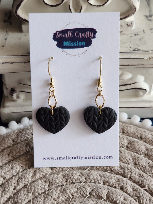 Black Single Heart Dangles