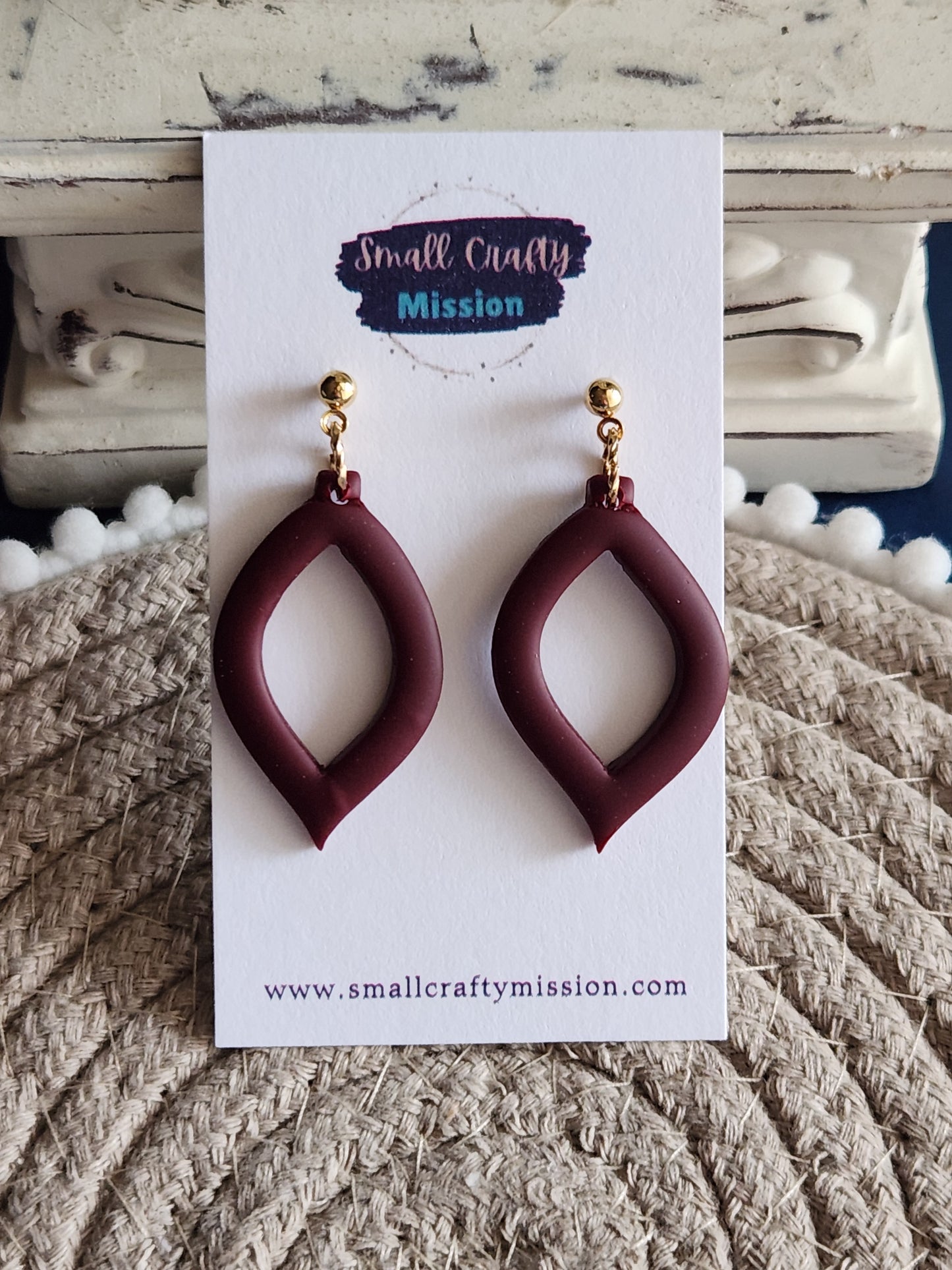 Burgundy Oval Dangles