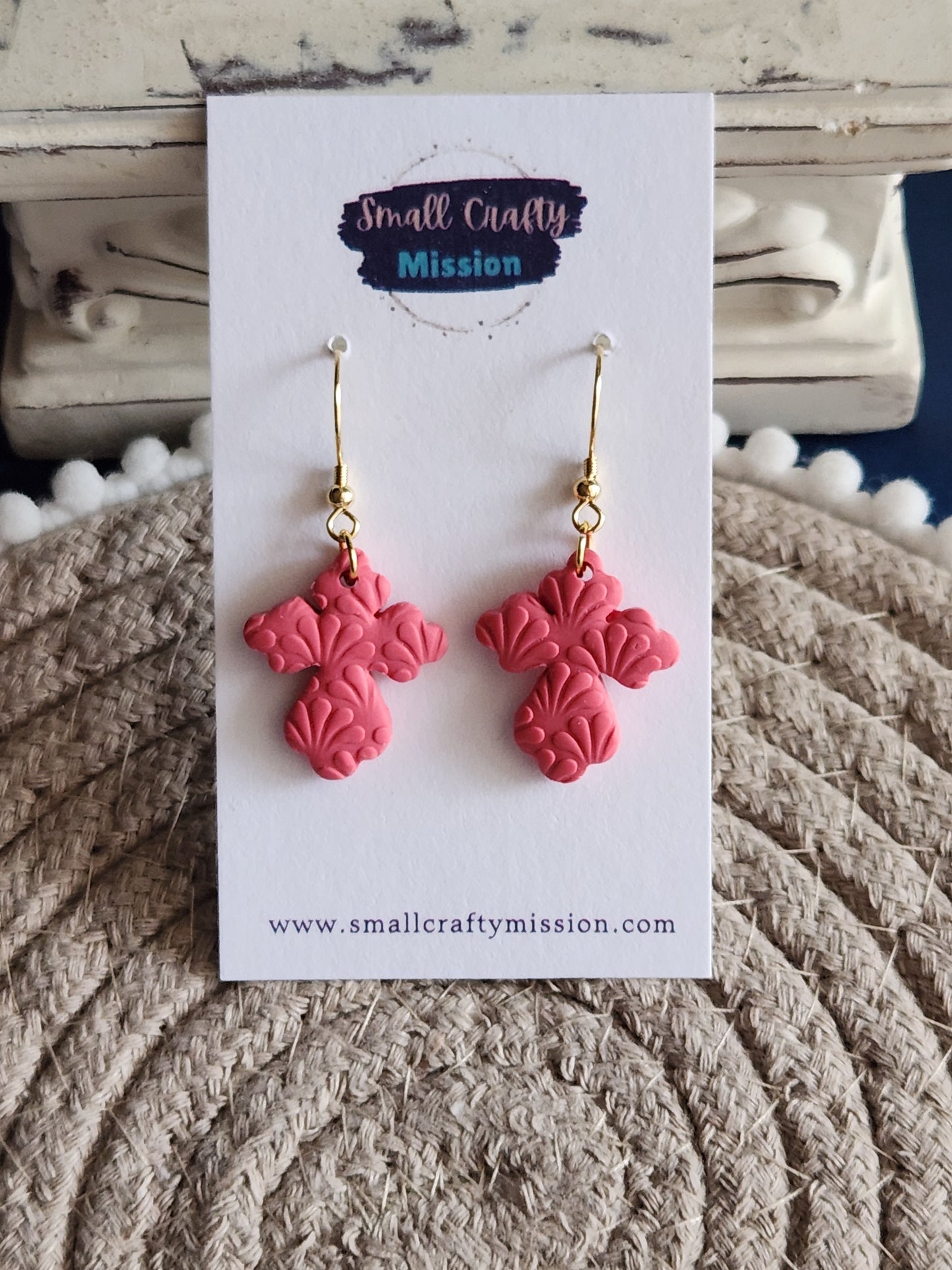 Pink Cross Dangles