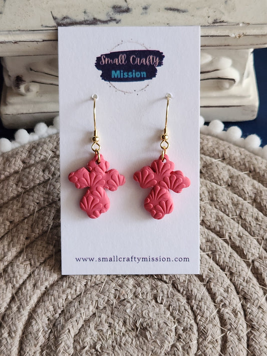 Pink Cross Dangles