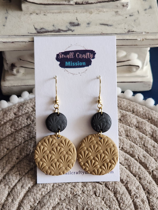 Black and Tan Round Dangles