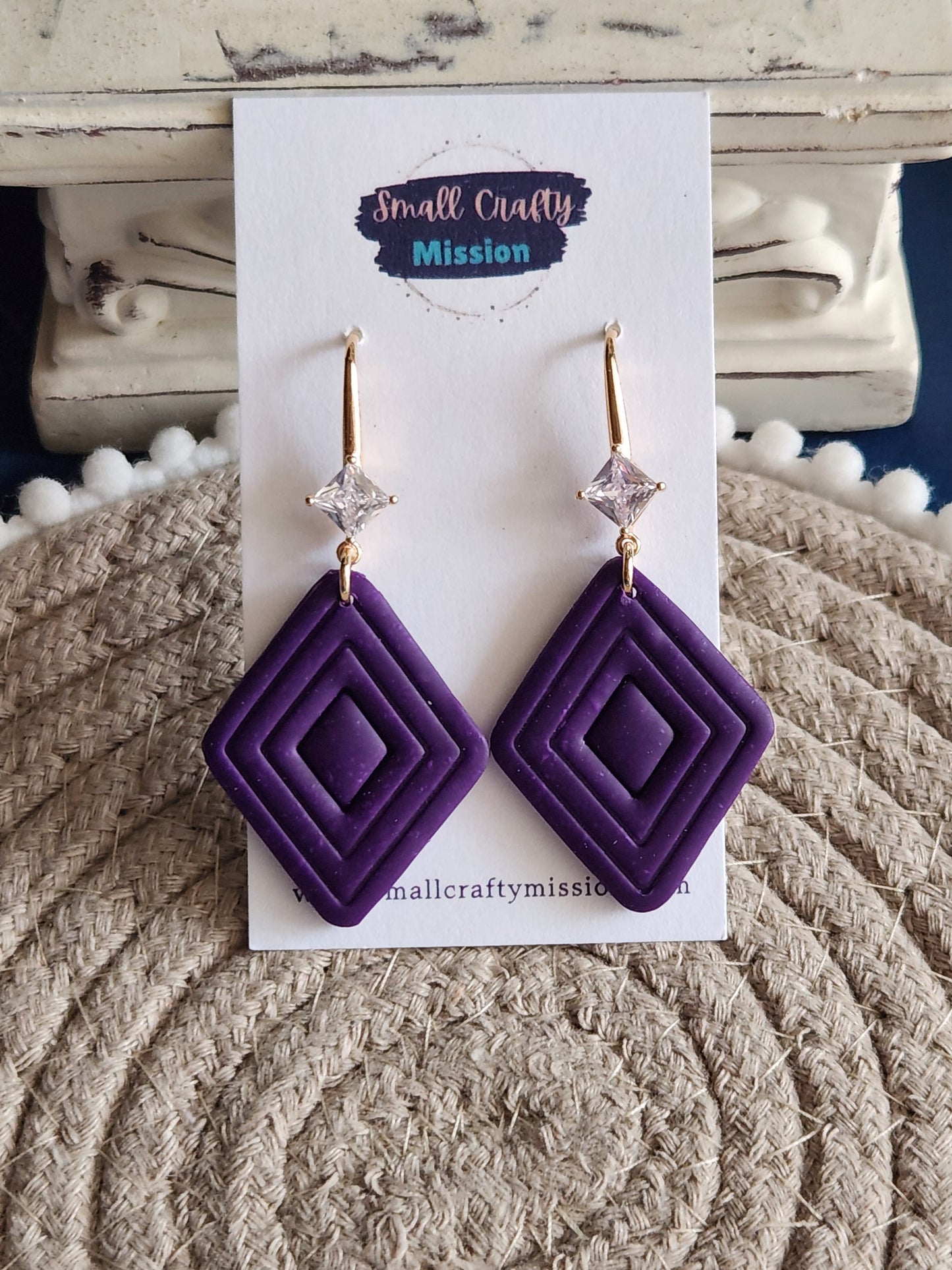 Purple Diamond Dangles