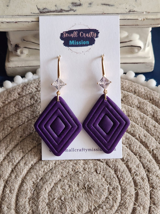 Purple Diamond Dangles