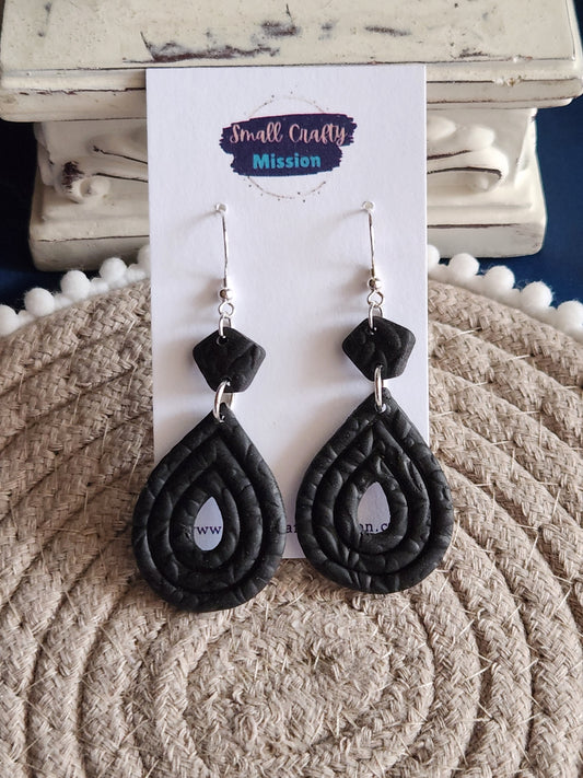Black Pentagon and Teardrop Dangles