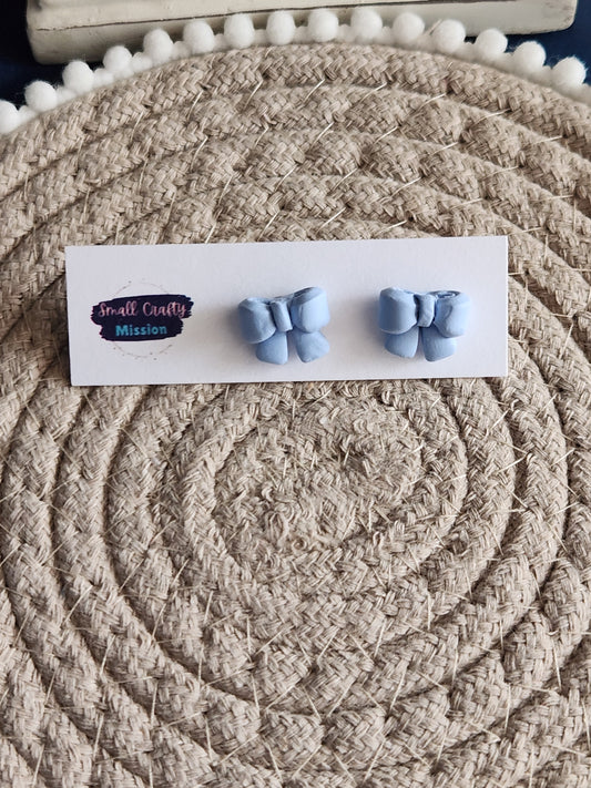 Blue Bow Studs