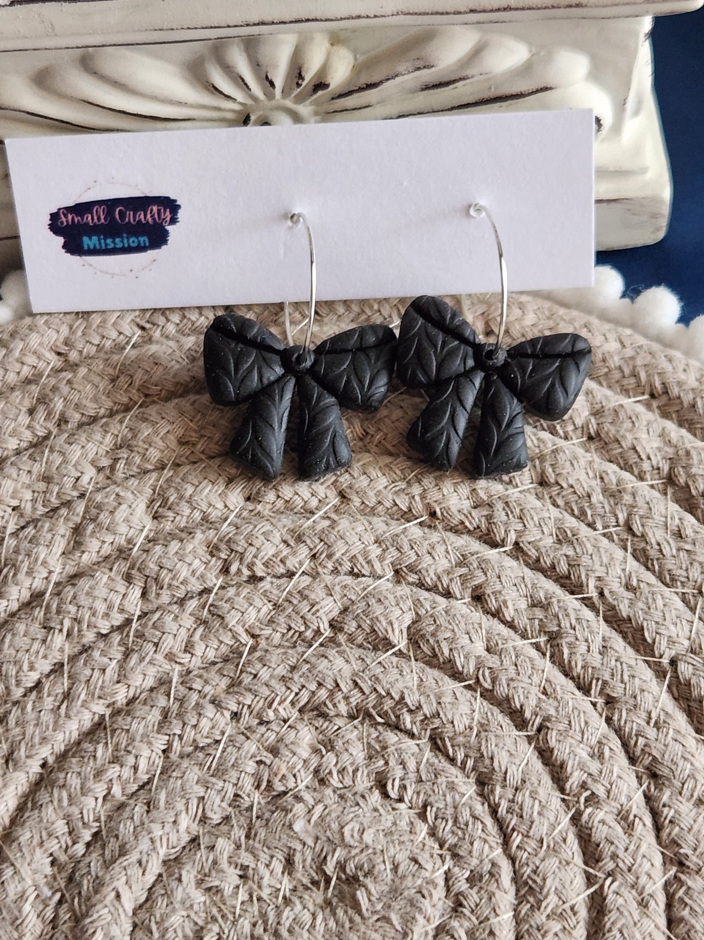 Black Bow Hoops