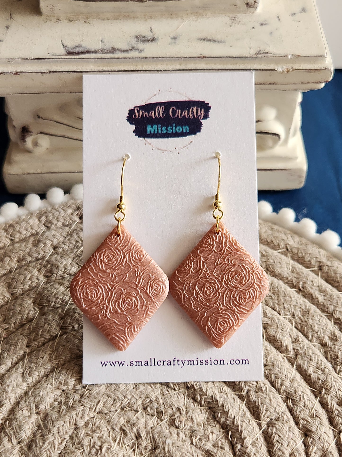 Pink Rose Diamond Dangle Earrings
