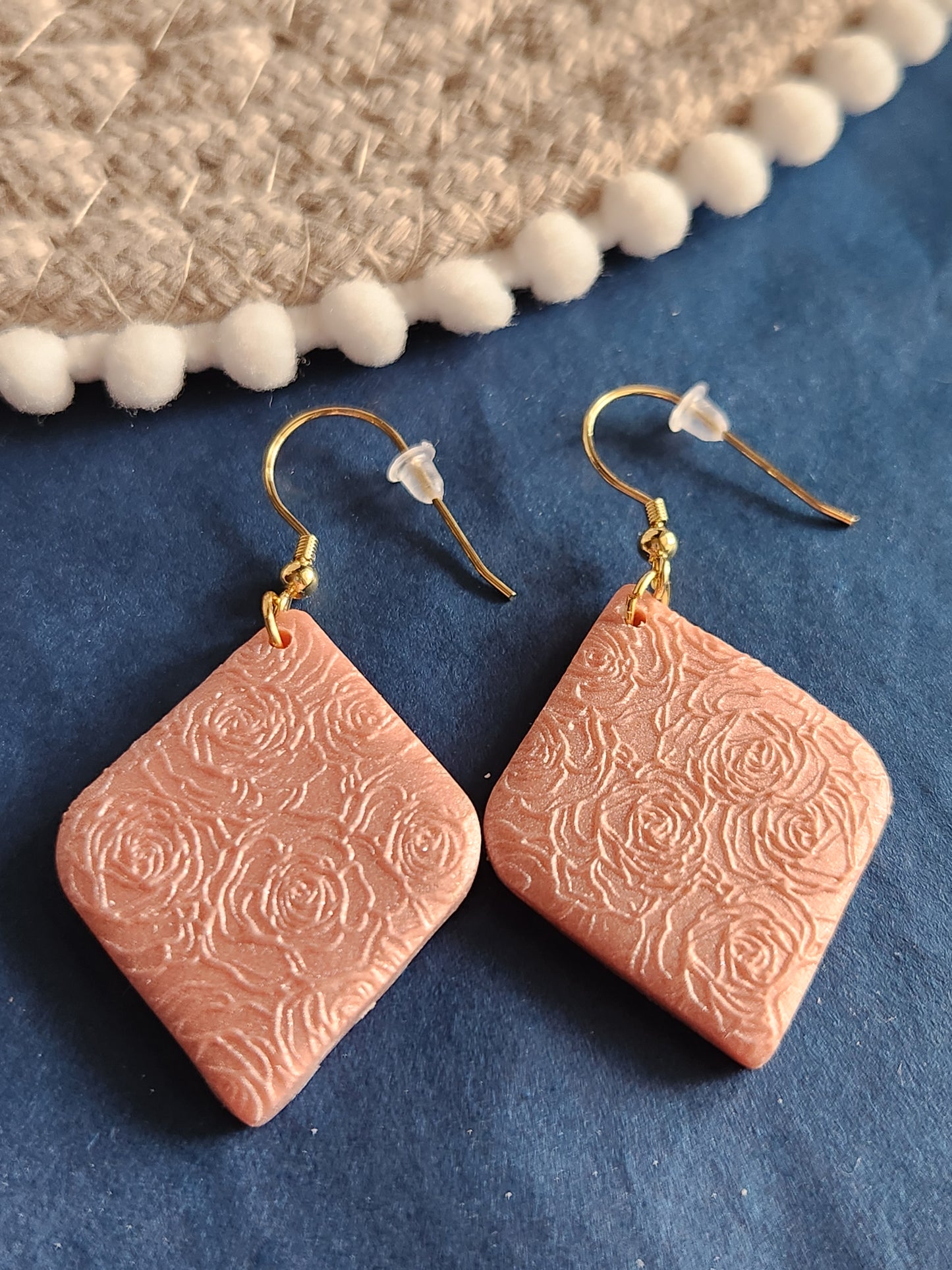 Pink Rose Diamond Dangle Earrings