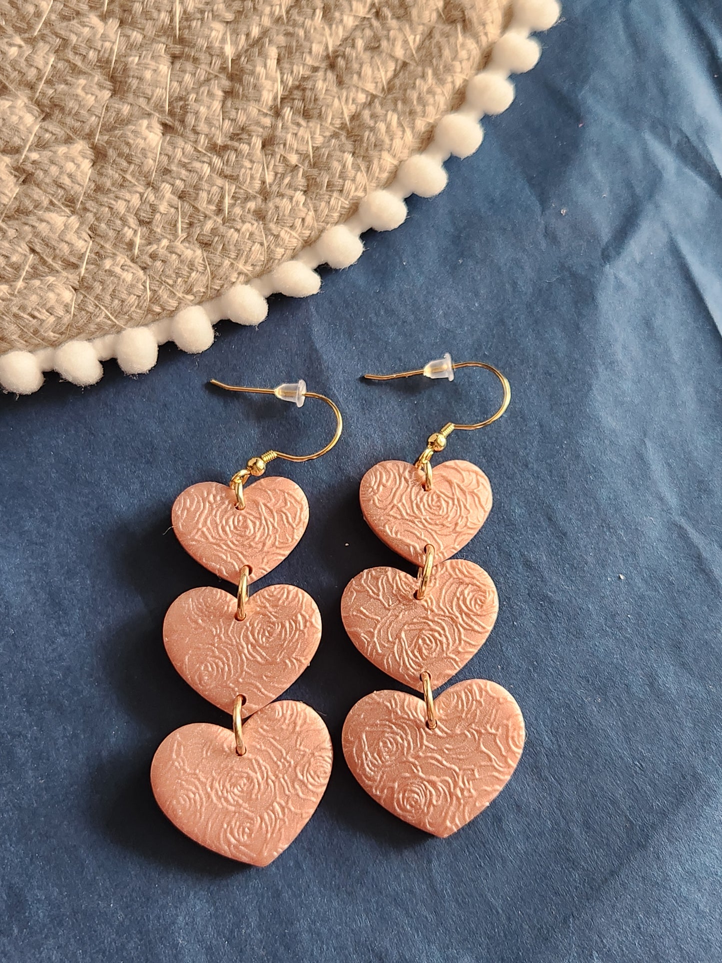 Pink Rose Heart Dangles