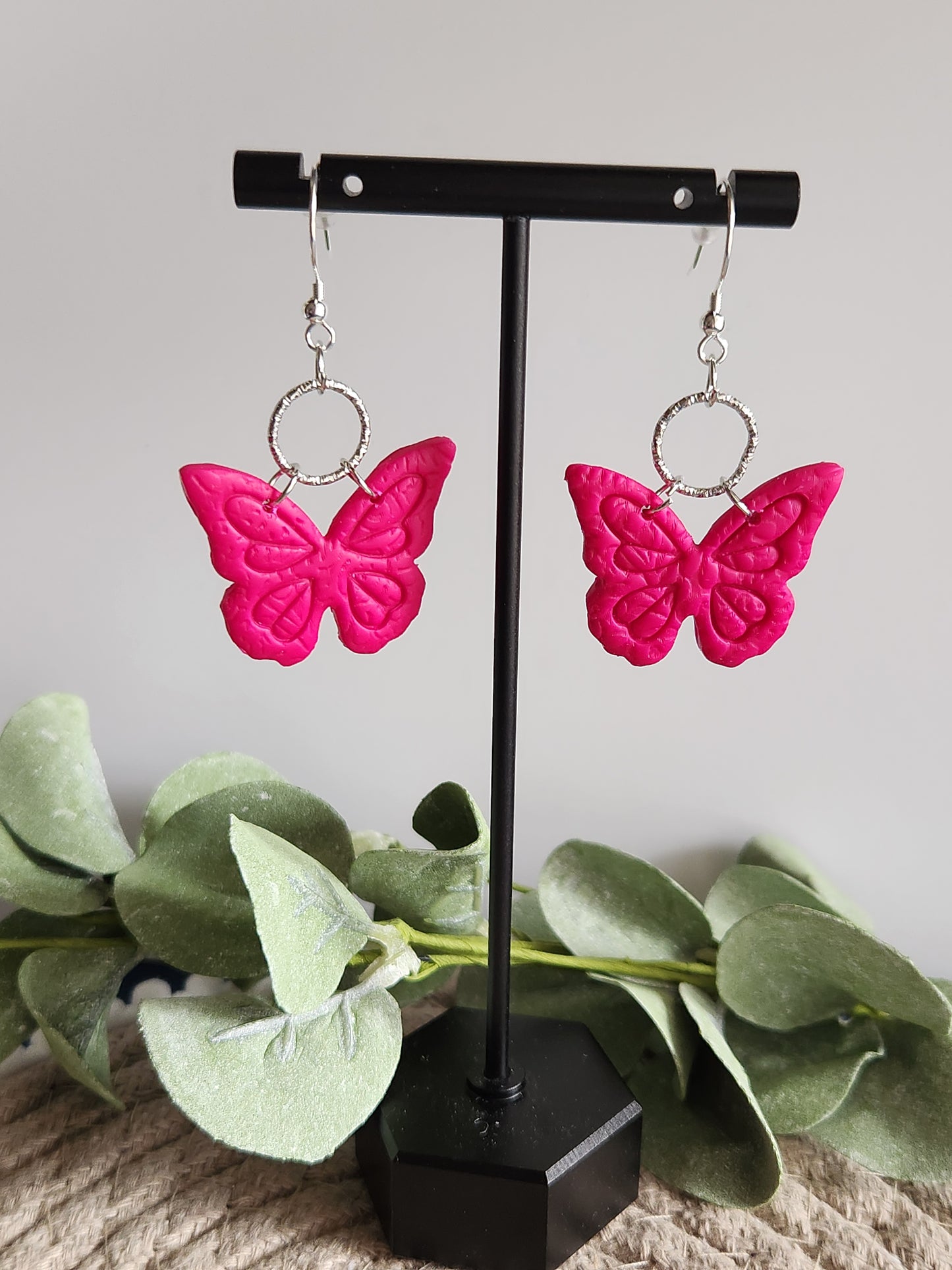 Dark Pink Butterfly Dangles