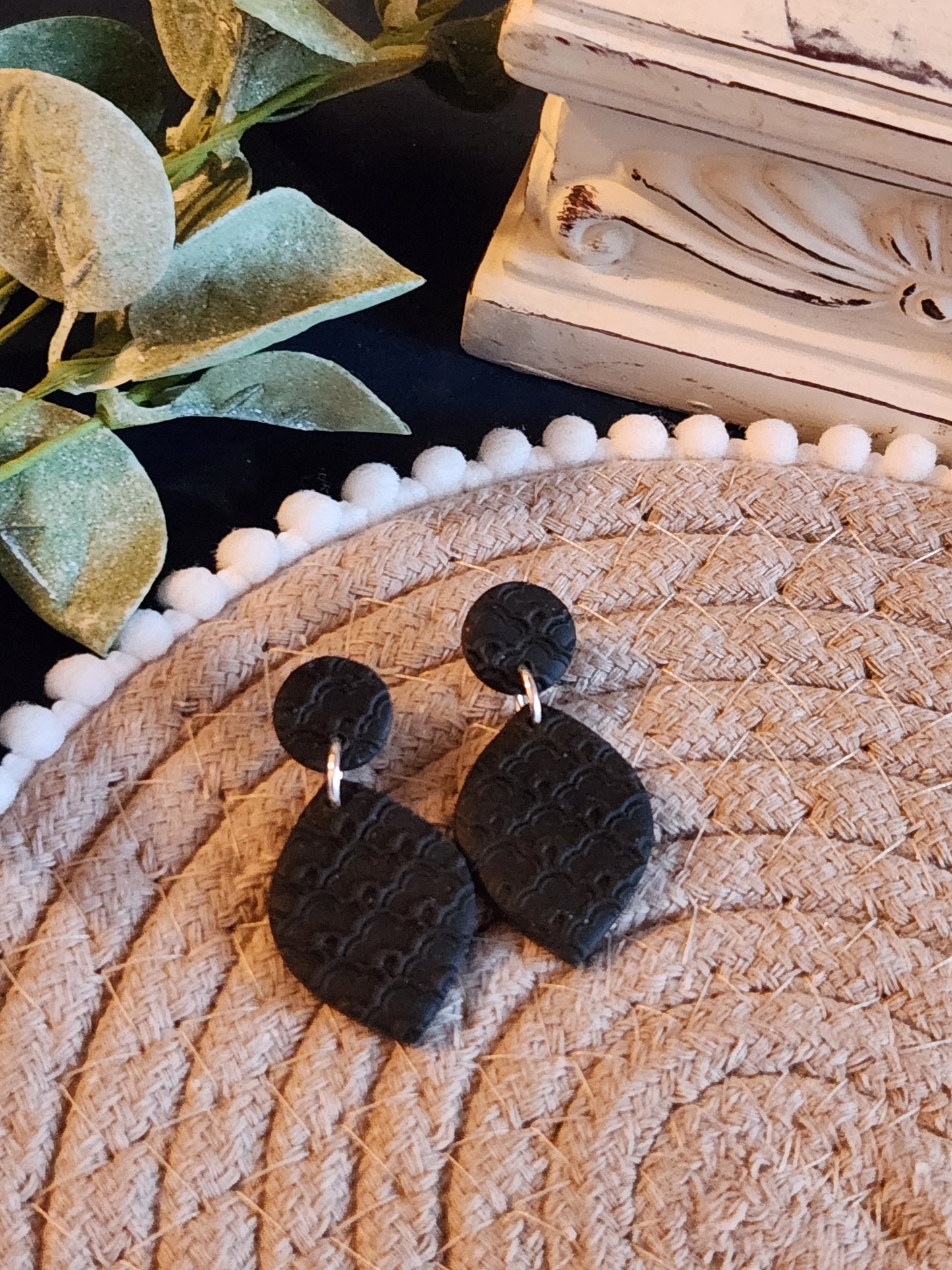 Black Scalloped Dangles