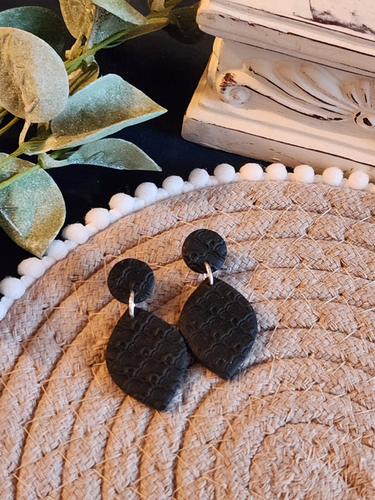 Black Scalloped Dangles