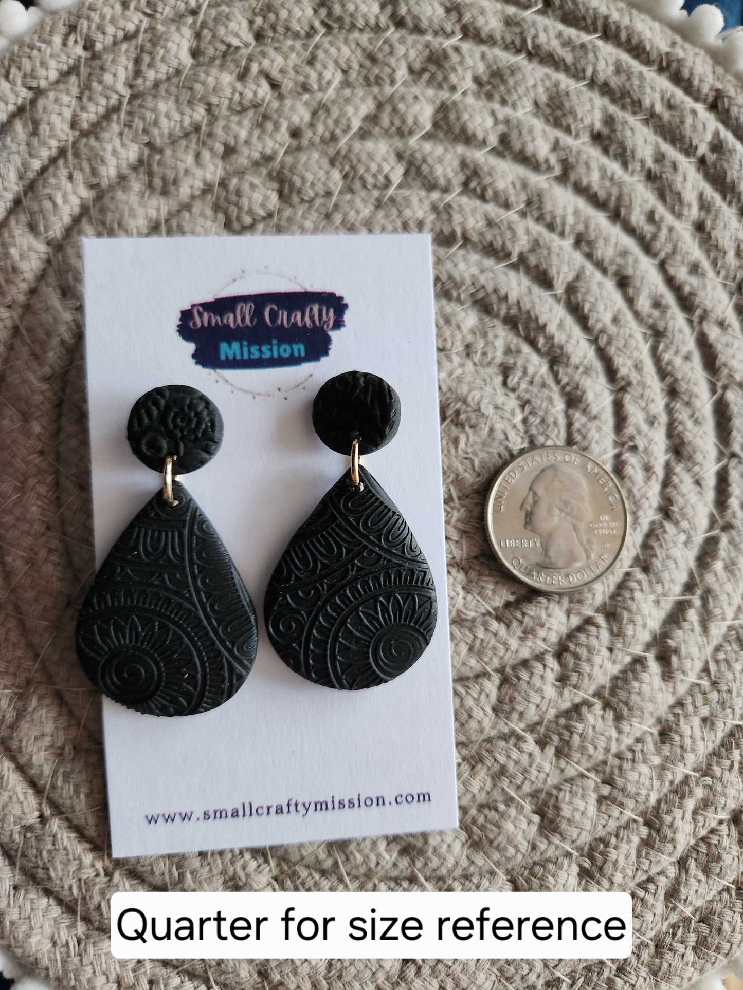 Black Sunflower Teardrop Dangles