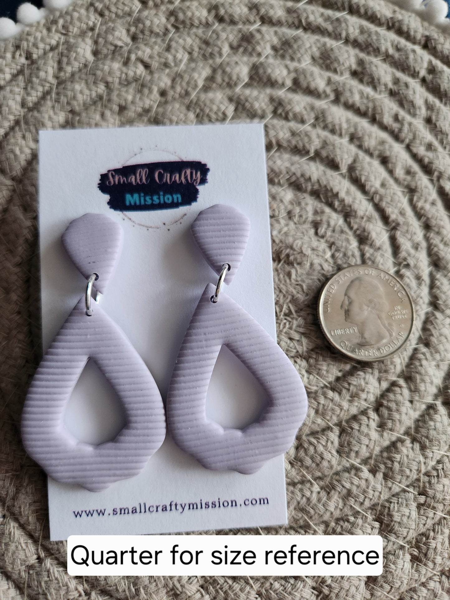Lavender Striped Teardrop Dangle Earrings