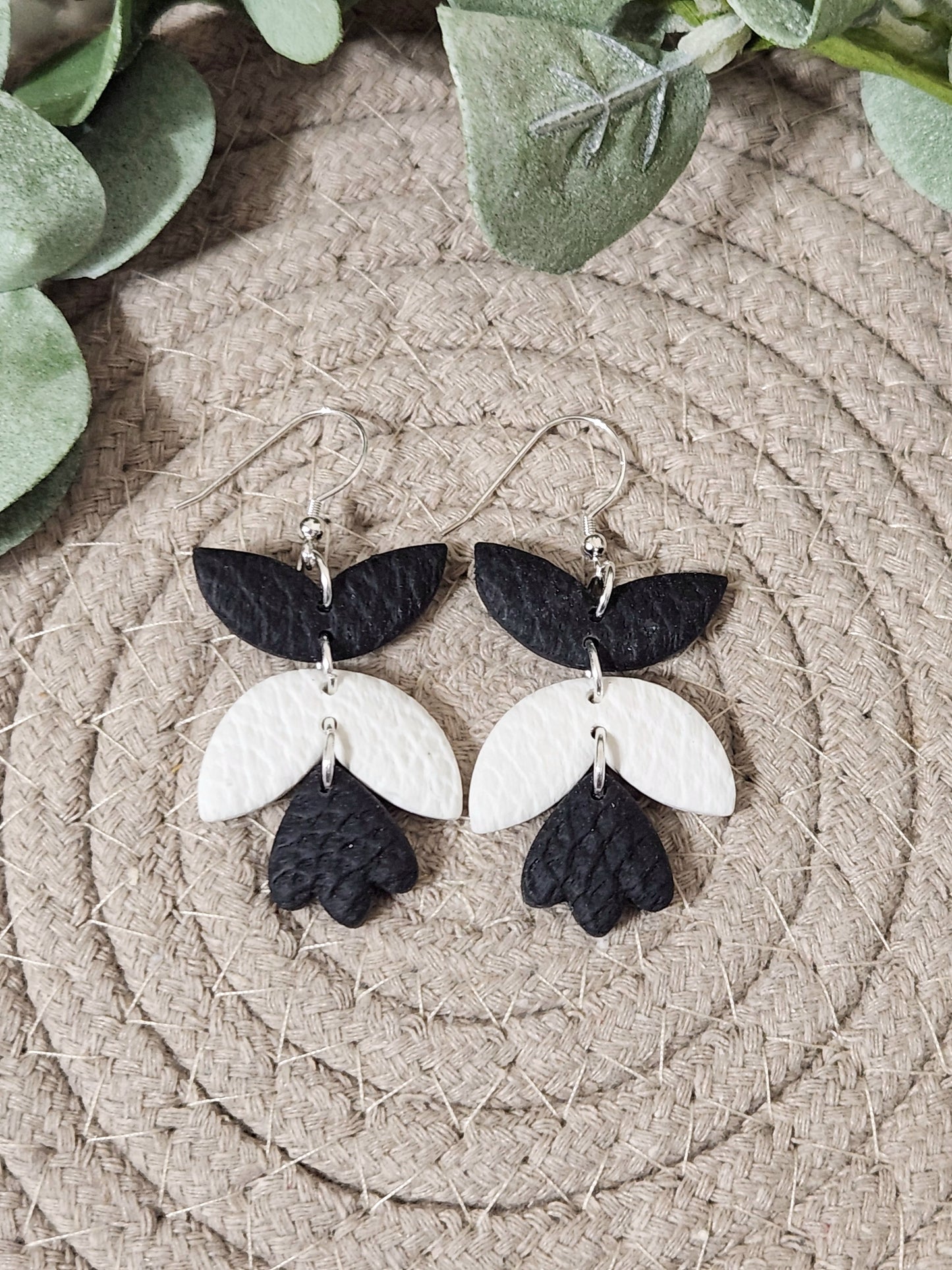 Leather Textured Petal Drop Dangles