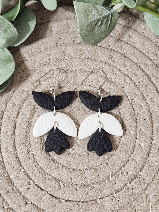 Leather Textured Petal Drop Dangles