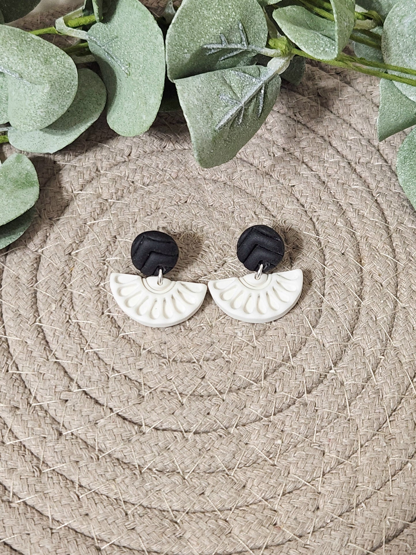 Black Chevron White Semi Circle Dangles