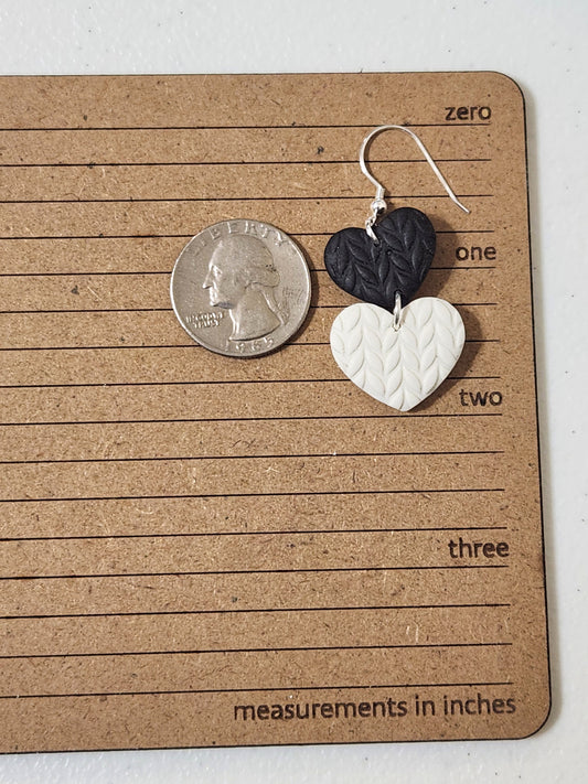 Sweater Textured Double Heart Dangles
