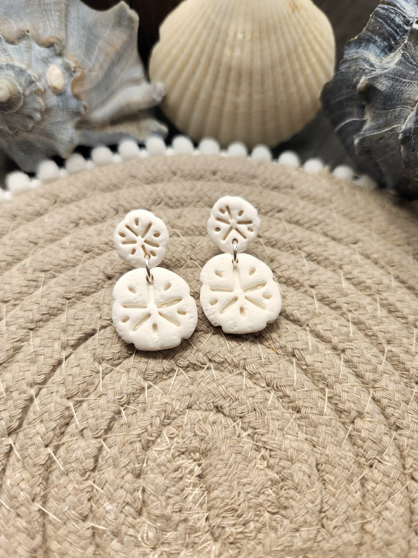 White Double Sand Dollar Dangles