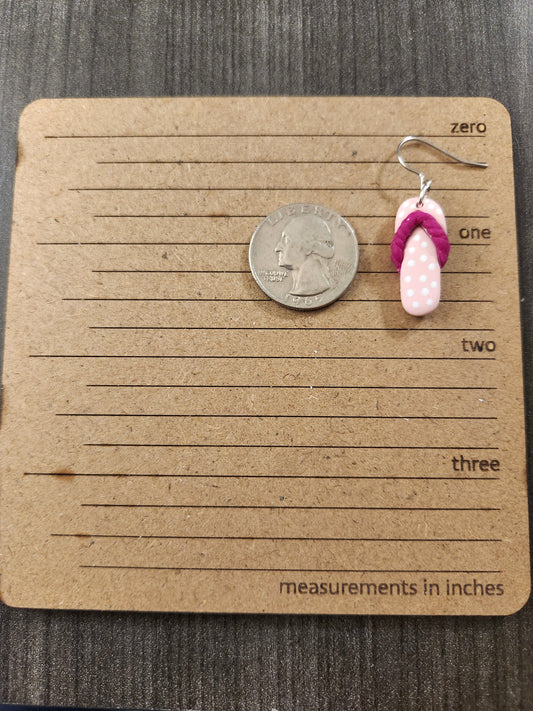 Pink and White Polka Dot Flip Flop Dangles
