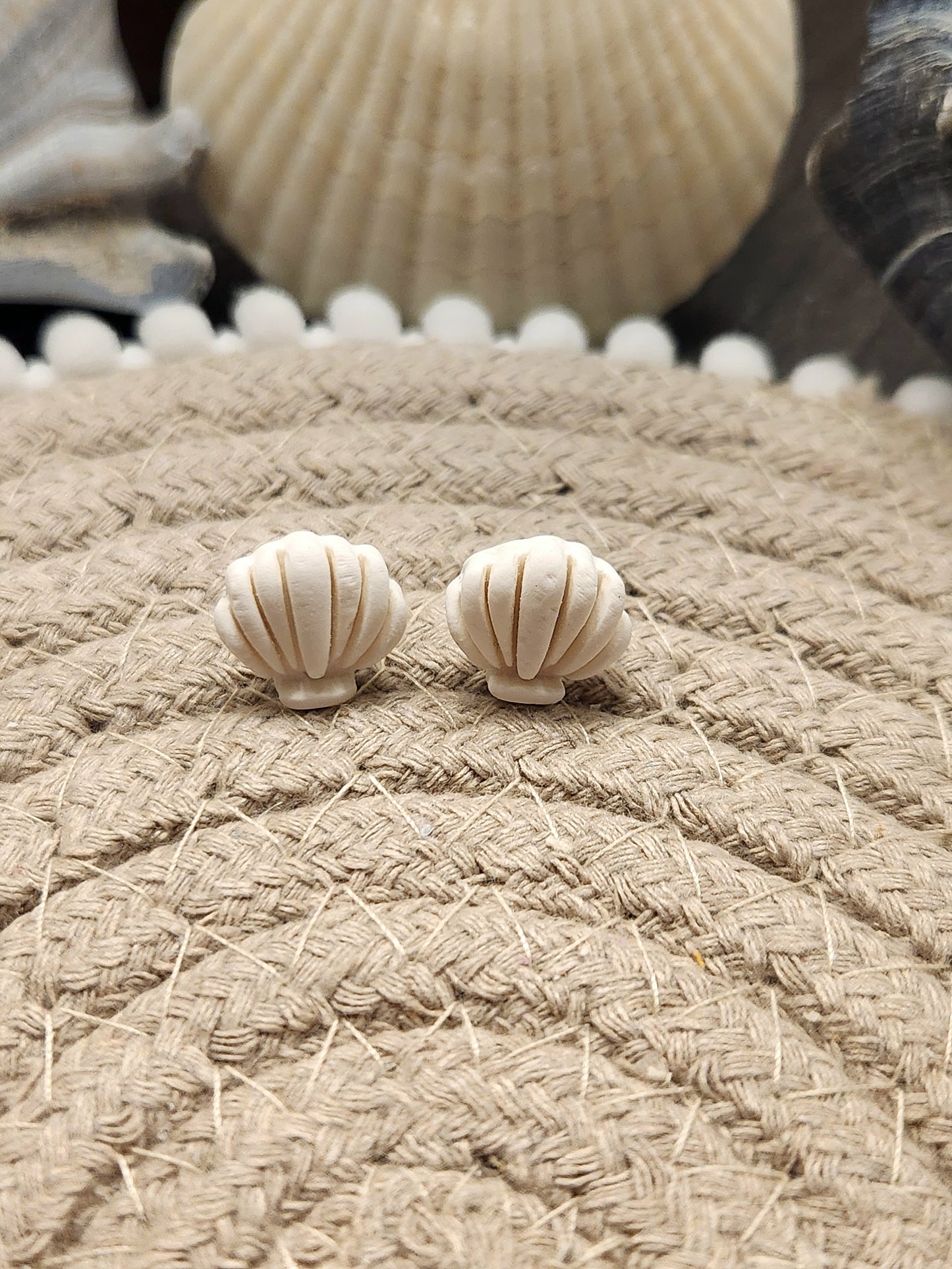 White Shell Studs